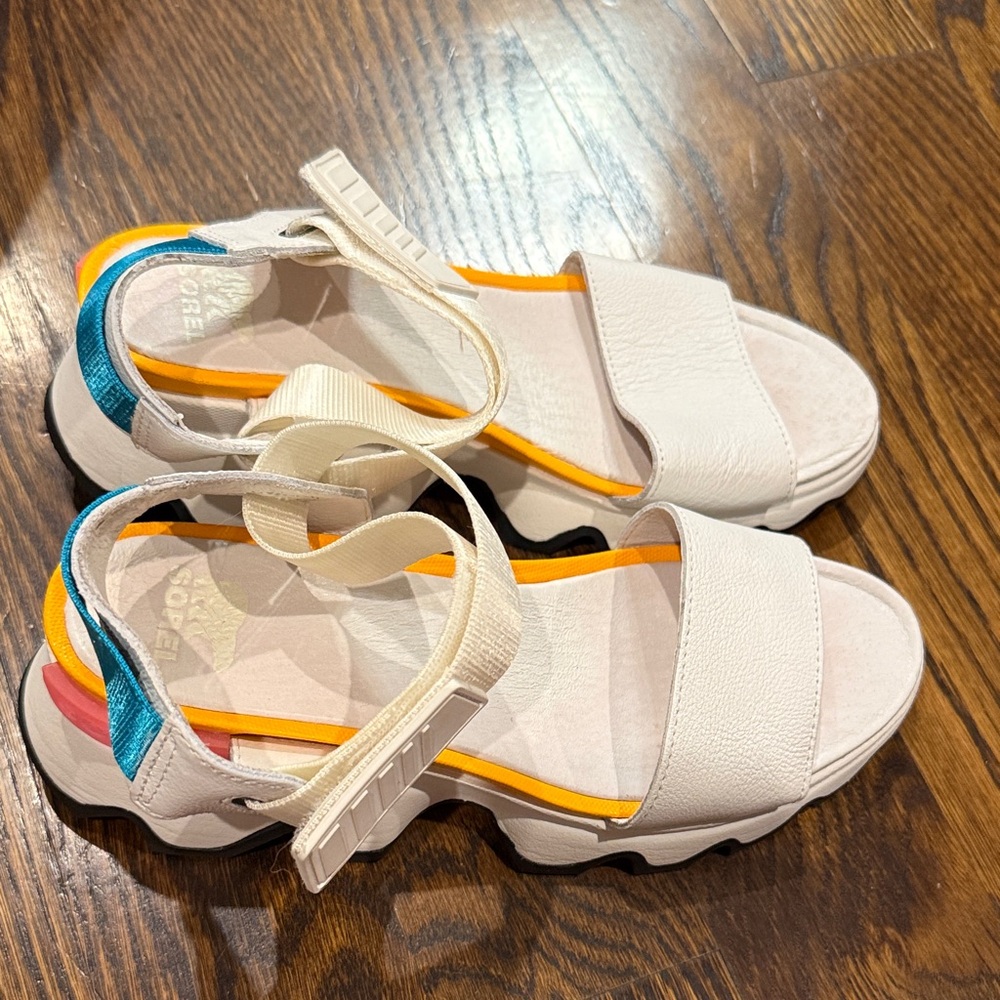Sorel White Sandals with Multicolor Accents